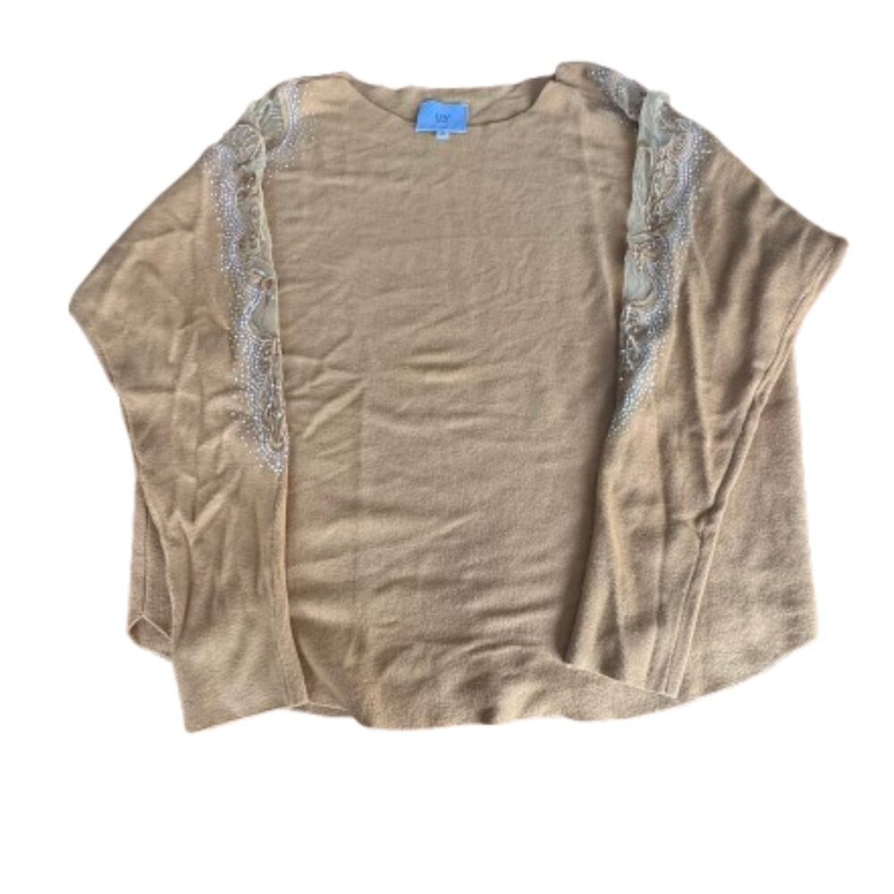 LIV Milano Gold Size XL Embellished Knit Top - Picture 4 of 7